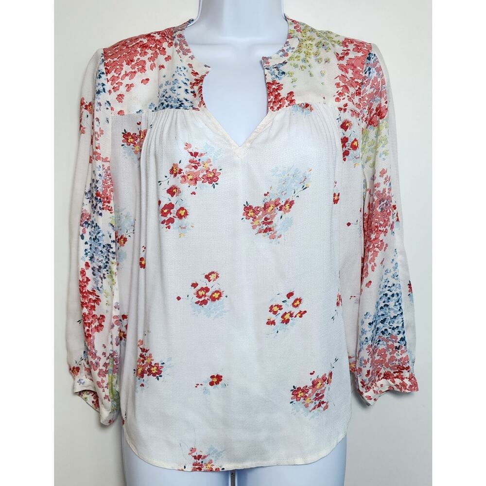 LUCKY BRAND Floral Boho Cottagecore Peasant Blouse Lightweight S/P
